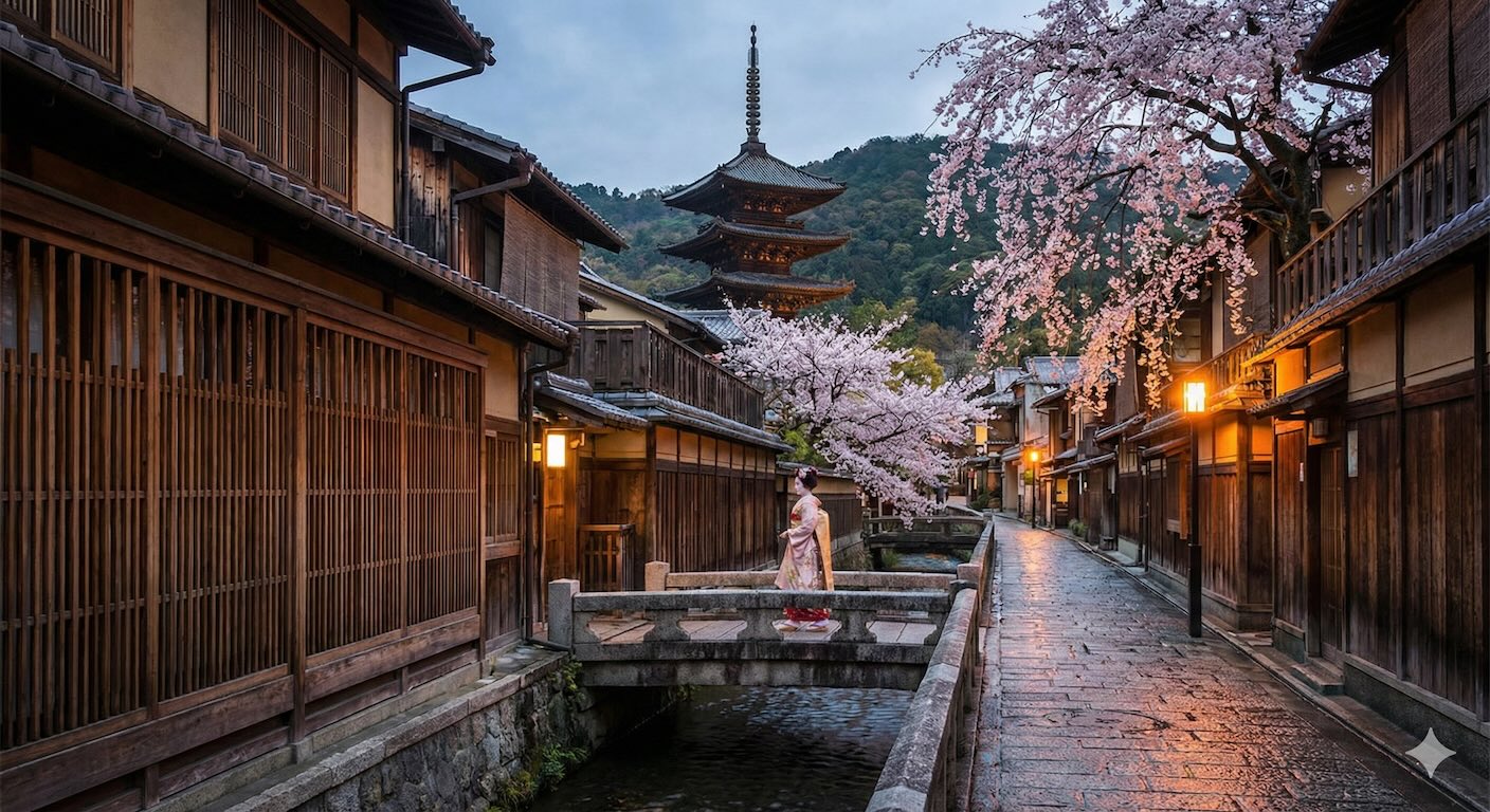 Kyoto street with historic architecture