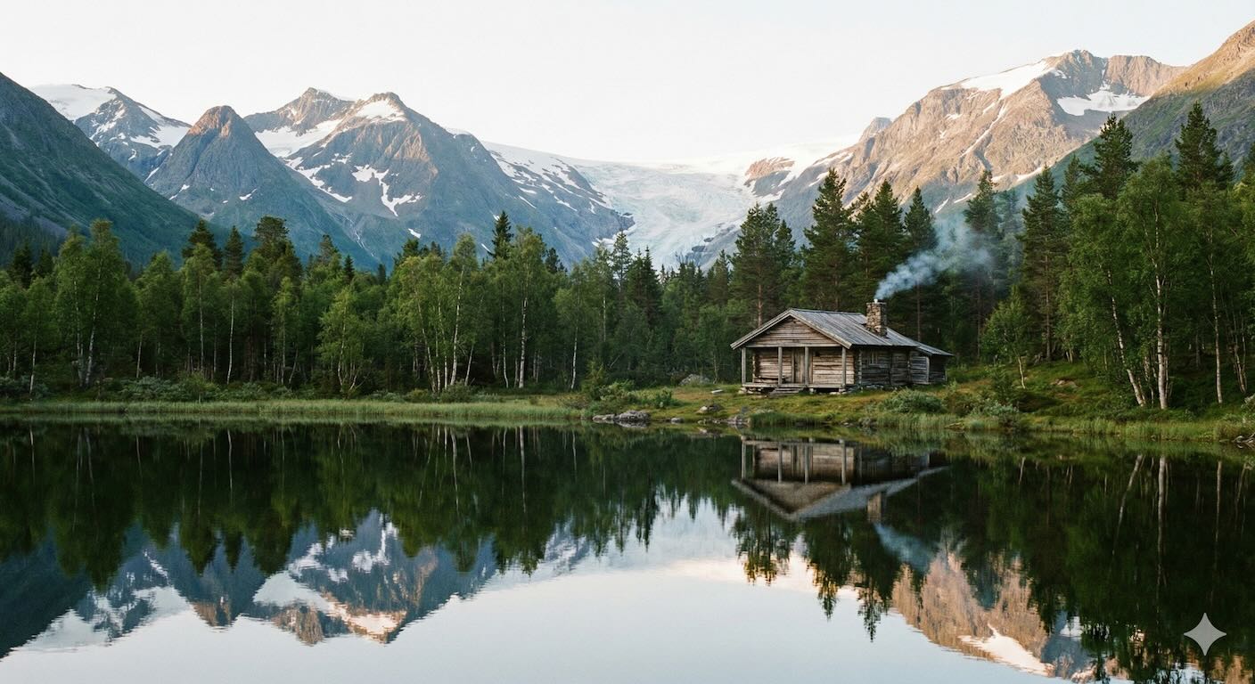 Forest landscape with mist